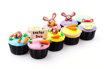Easter cupcakes isolated white background
