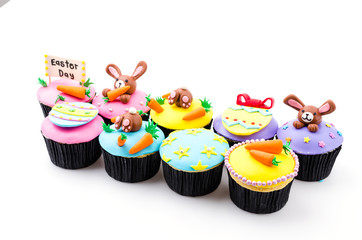 Easter cupcakes isolated white background