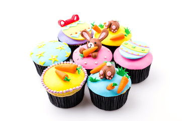 Easter cupcakes isolated white background