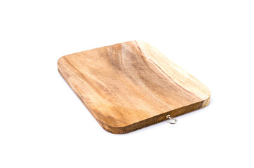 Wood cutting board isolated white background