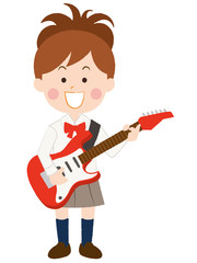 軽音楽　女性　イラスト