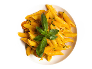 Pasta with tomato sauce and herbs