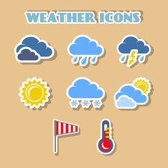 Weather icons set, color stickers
