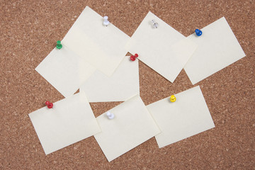 Post it notes on cork board