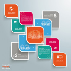 Round Colored Quadrates Template Big Infographic