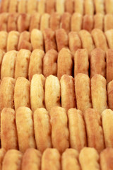 making donut placed in a row.