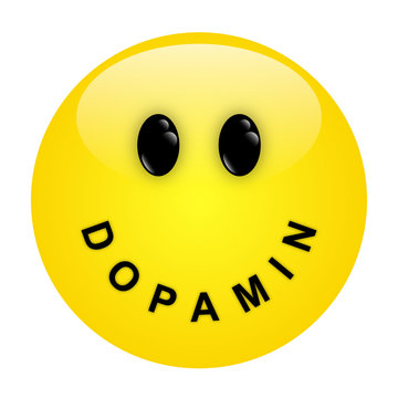 Smiley mit Schriftzug DOPAMIN als Mund – Vektor/freigestellt