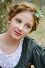 Fototapeta premium Close up portrait of a vintage styled girl