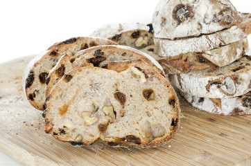Fresh rye bread with nuts and dried fruits
