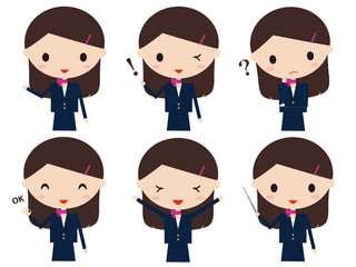 受付女性　表情　セット