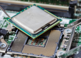 Computer Processing Unit on Mainboard Circuit