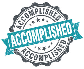 Accomplished blue grunge retro style isolated seal