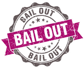 Bail out violet grunge retro style isolated seal