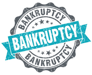 Bankruptcy blue grunge retro style isolated seal
