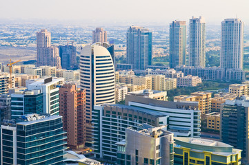 Cityscape of modern skyscrapers district