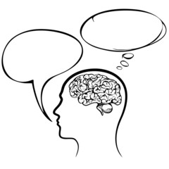 man icon with speech bubble sketch cartoon vector illustration