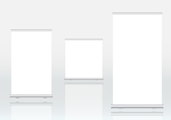 Roll up banner displays, free copy space, vector eps 10