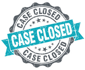 Case closed turquoise grunge retro vintage isolated seal