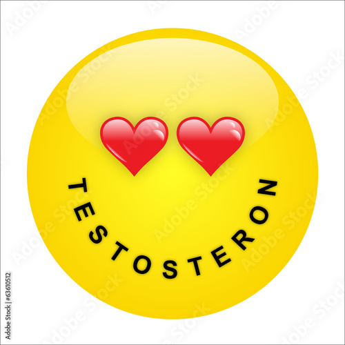 "Smiley mit Schriftzug TESTOSTERON als Mund – Vektor" Stockfotos und