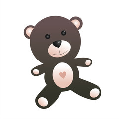 Obraz premium Oso marrón y rosa de peluche con corazón. Ilustración vectorial