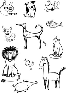 Set of funny animals