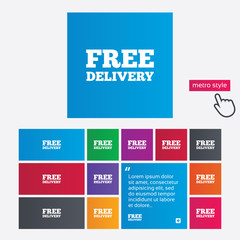 Free delivery sign icon. Delivery button.