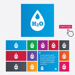 H2O Water drop sign icon. Tear symbol.