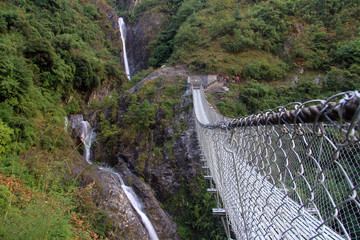 Waterfall and bridge