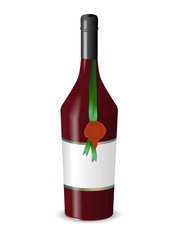 Bottle of wine with a wax seal isolated on white background.