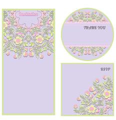 Set of floral invitation cards in gentle tones.