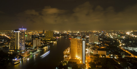 Fototapeta na wymiar Aerial view of Bangkok downtown Skyline at night