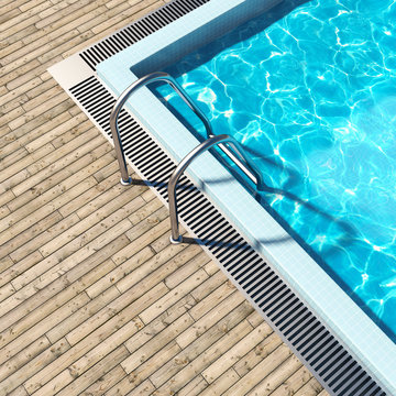 Swimming Pool With Wooden Deck