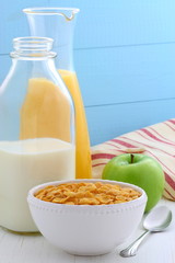 Healthy corn flakes breakfast