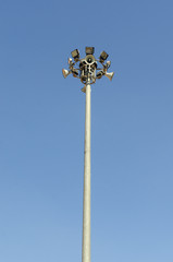 light pole on blue sky background