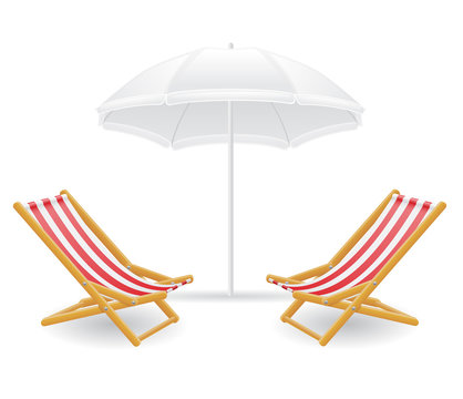 Beach Chair And Parasol Vector Illustration