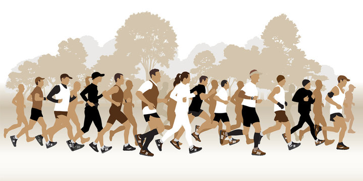 Running people in the park