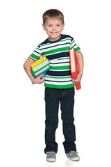 Cute little boy with books