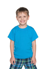 Cute little boy in the blue shirt