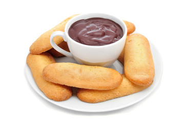 xocolata i melindros, hot chocolate with typical pastries of Cat