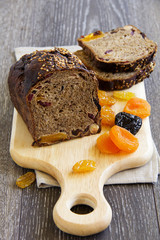 Holiday home-made bread with dried fruits.