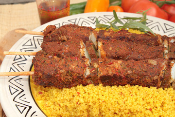 brochettes et semoule