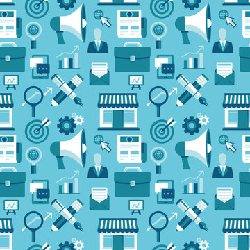 Vector seamless pattern with marketing icons