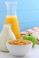 Healthy corn flakes breakfast