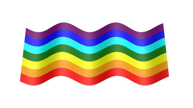 rainbow colors flag wavy, 3d animation loop