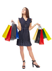 Woman with colorful shopping bags