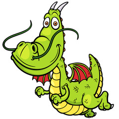 Vector illustration of Cartoon green dragon