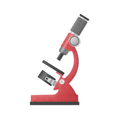 paper cut of red microscope is science equipment in laboratory f