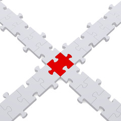 3d puzzle intersection on white
