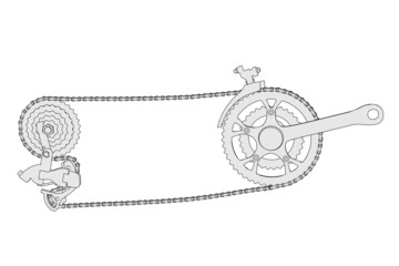 cartoon image of bicycle transmission