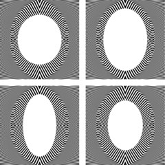 Set of stylish oval frames in op art design.